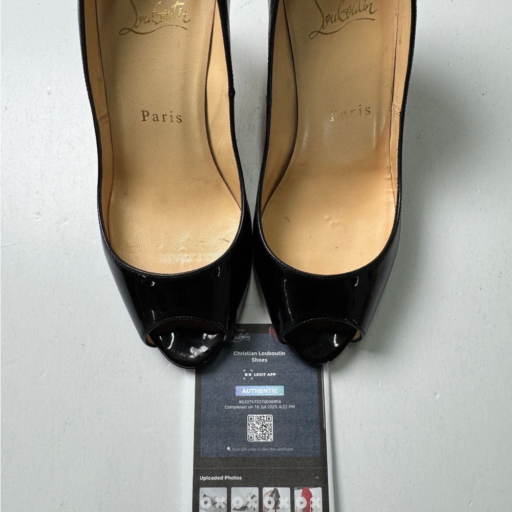 Christian Louboutin Glossy Black Peep-Toe Heels